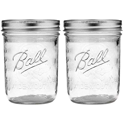 Image of Wide Mouth Pint 16-Ounce Glass Mason Jar with Lids