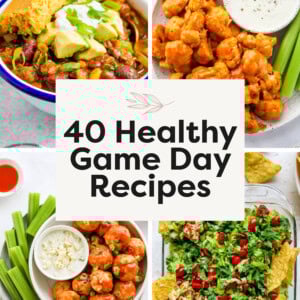 Collage of 4 game day recipes.