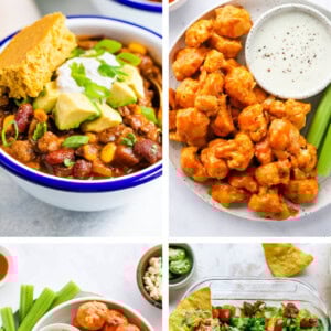 Collage of 4 game day recipes.